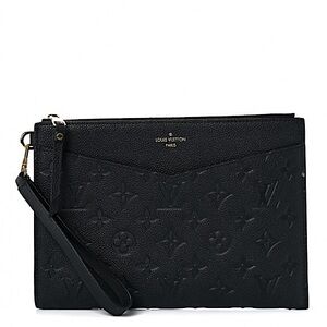 Louisa Vuitton Black Pochette Melanie Monogram Empreinte Leather MM